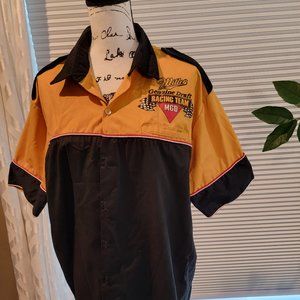 Vintage Nascar Pit Crew Genuine Draft Button Down Shirt L